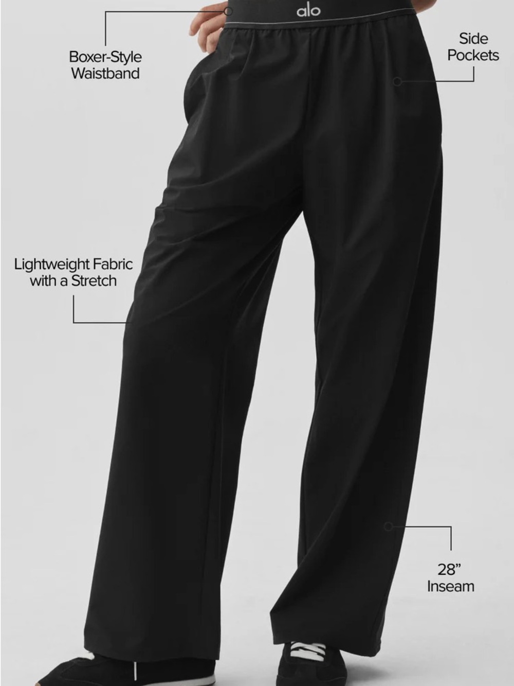 Alo High-Rise Wide Leg Suit Up Trouser Pants in Black - Picture 2 of 8